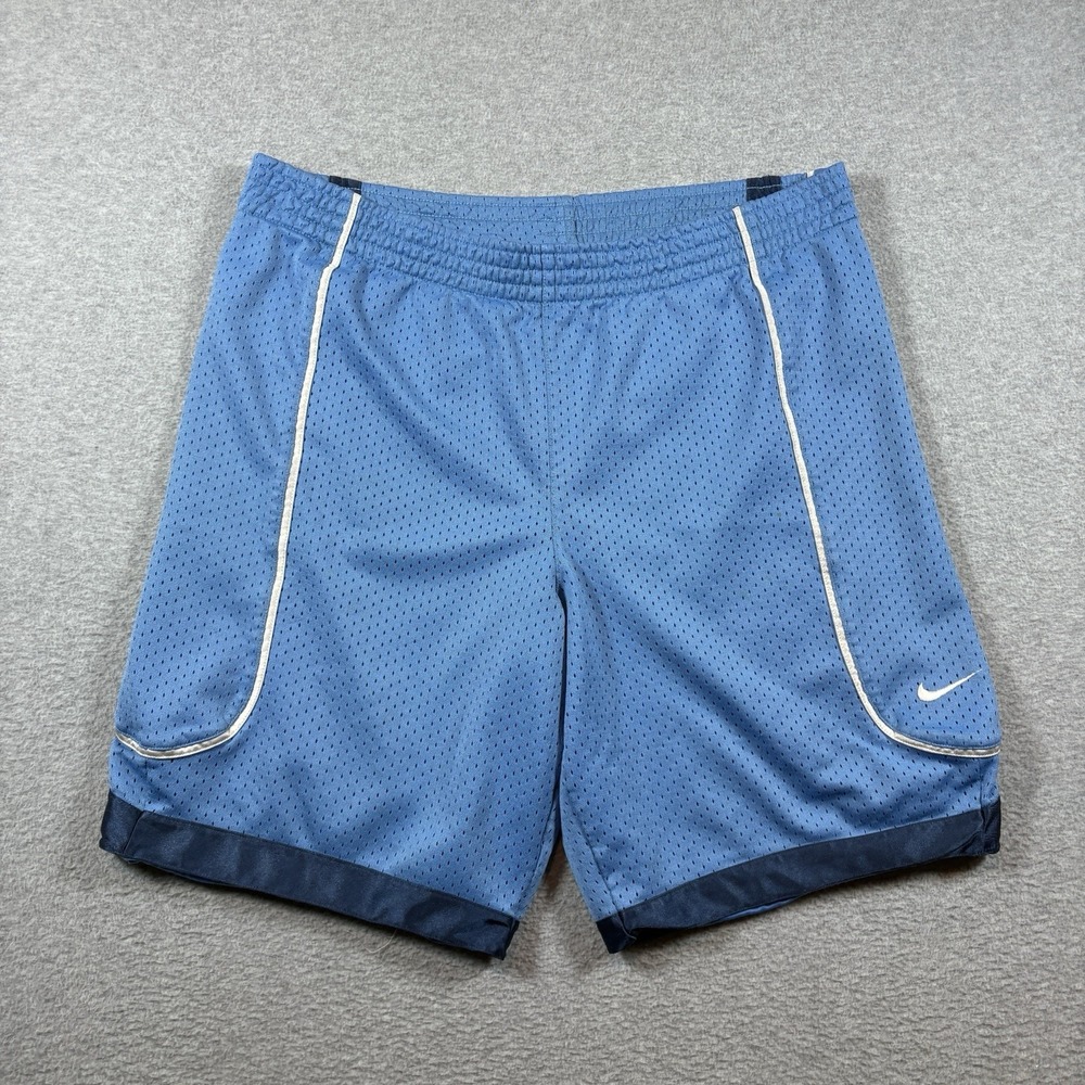 Vintage Y2K Nike Mesh Basketball Shorts Mens M Blue Swoosh Gym Athletic 2000s
